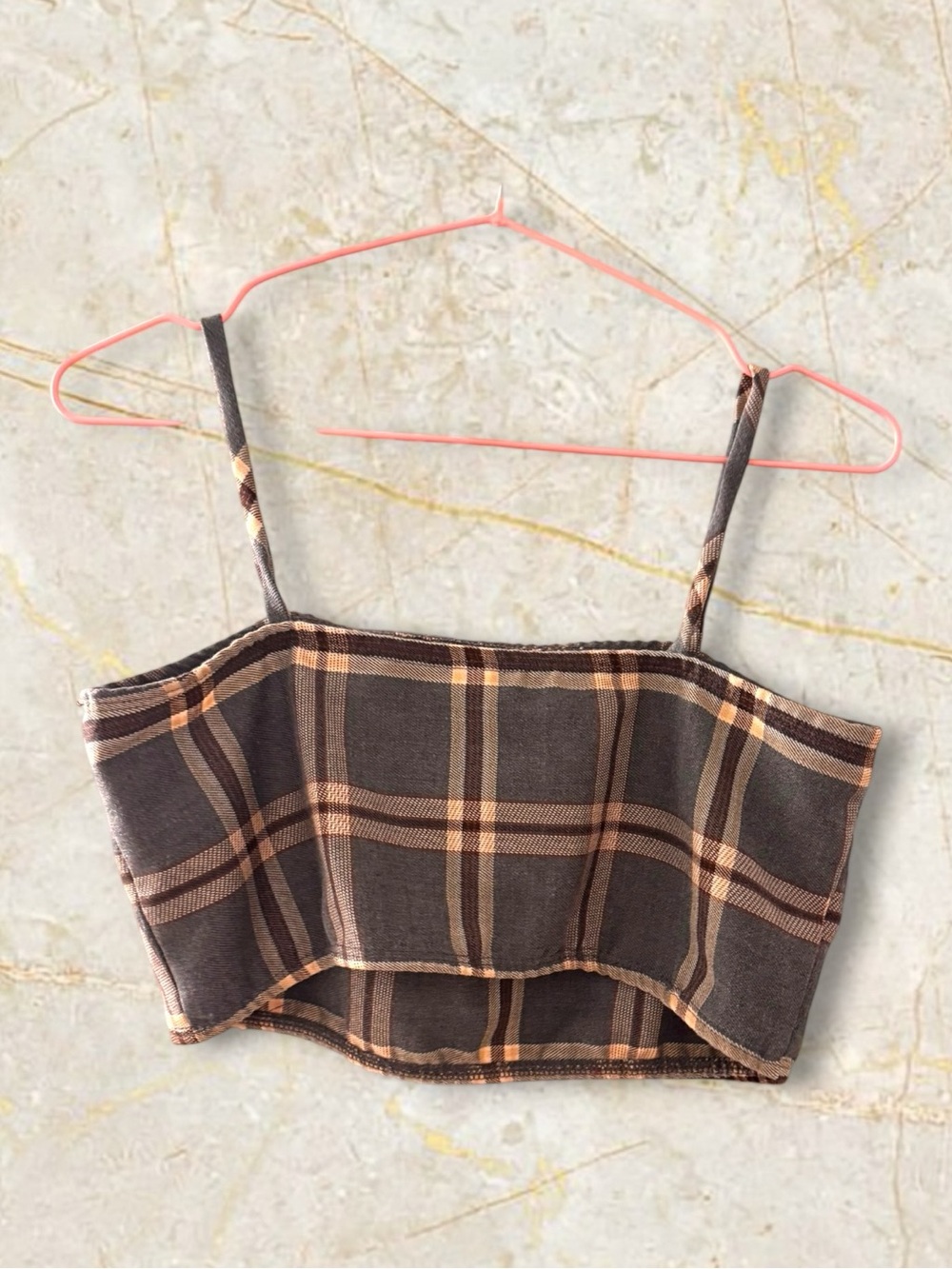 ✨MIX&MATCH: 4 FOR $25✨ Brown Plaid Cropped Cami Tank Y2K - Picture 3 of 3
